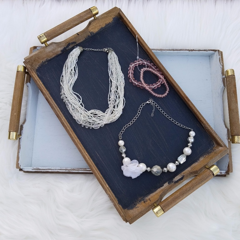 White Necklaces & Bracelet Bundle