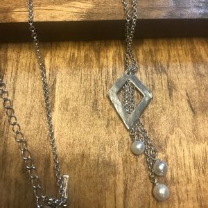 Vantel Pearl DISCONTINUED 3 of Diamonds Necklace