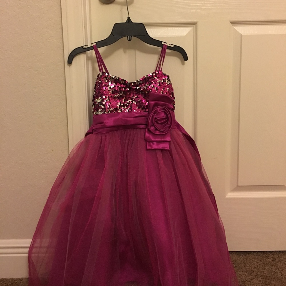 Purple and pink pageant dress.