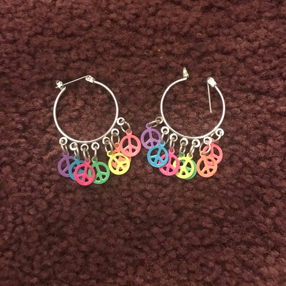 Claire's Long Peace Sign Earrings