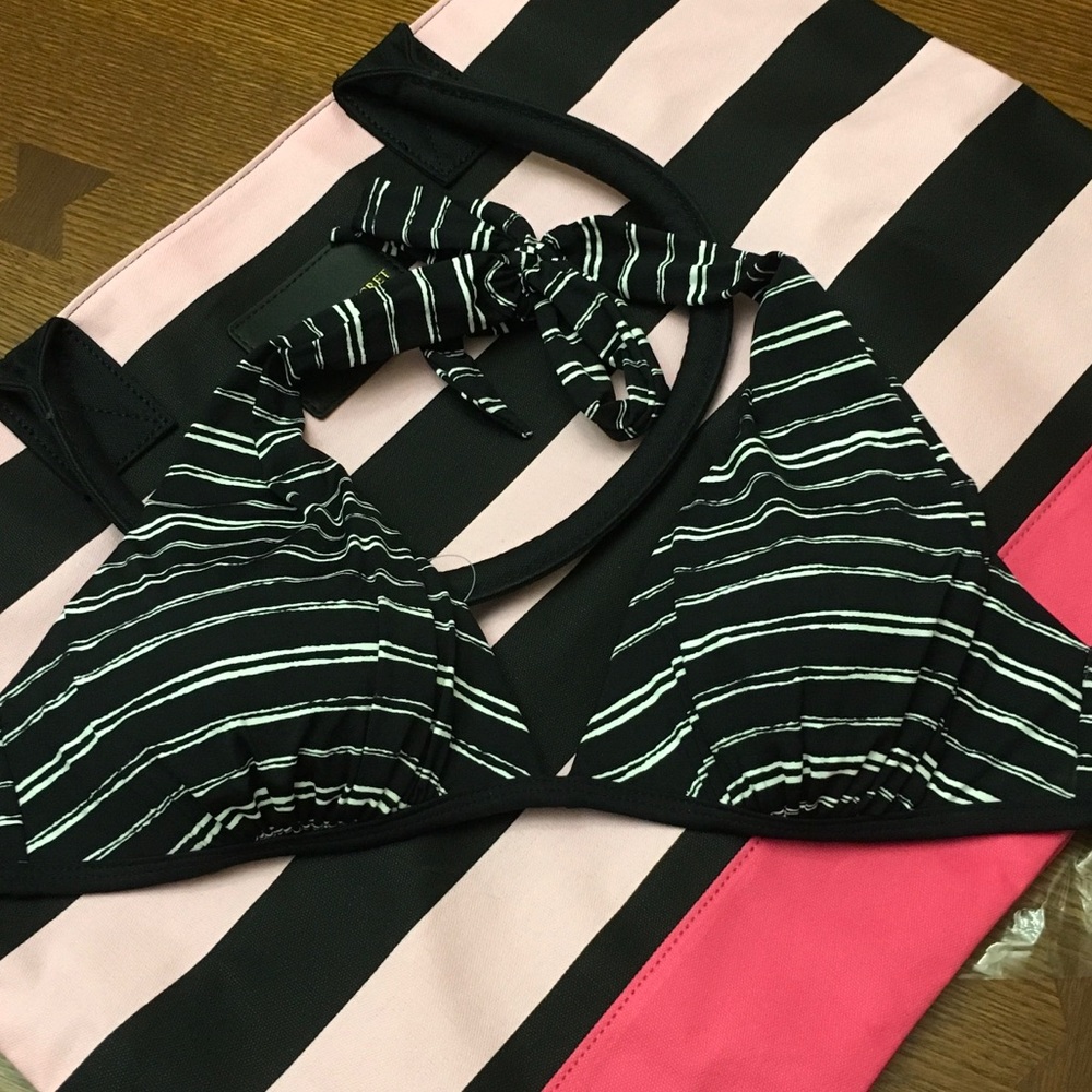 LOFT Black/white striped bikini top