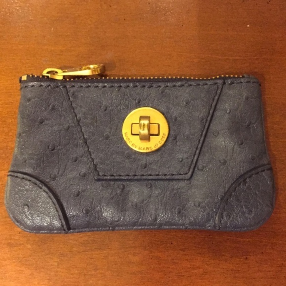 Marc by Marc Jacobs slate blue key ring pouch