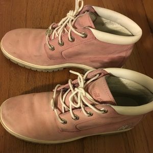 Pink women's timberland boots