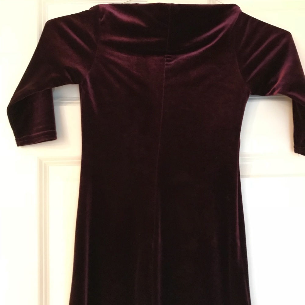 Girls Burgundy Velveteen Midi Dress Size 8