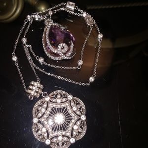 Sterling silver necklace w/ 2 pendants