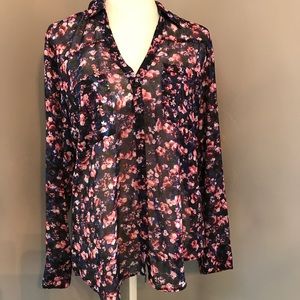 Express flowered button down shirt