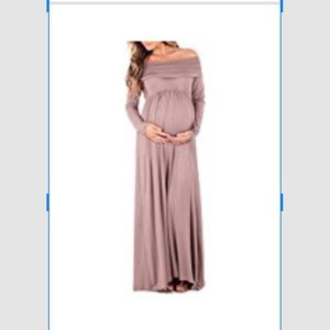 Off the shoulder cowl neck maternity dress