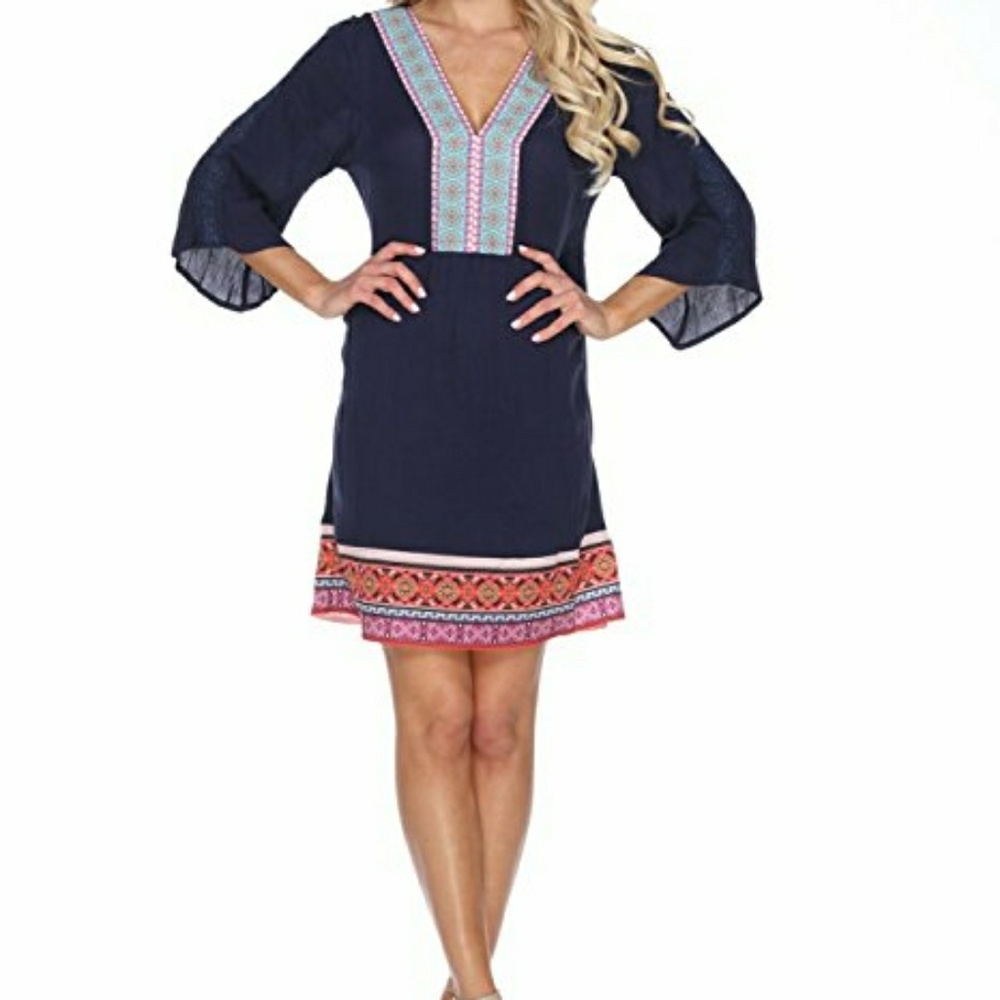 NWT white mark women's embroidered dress.