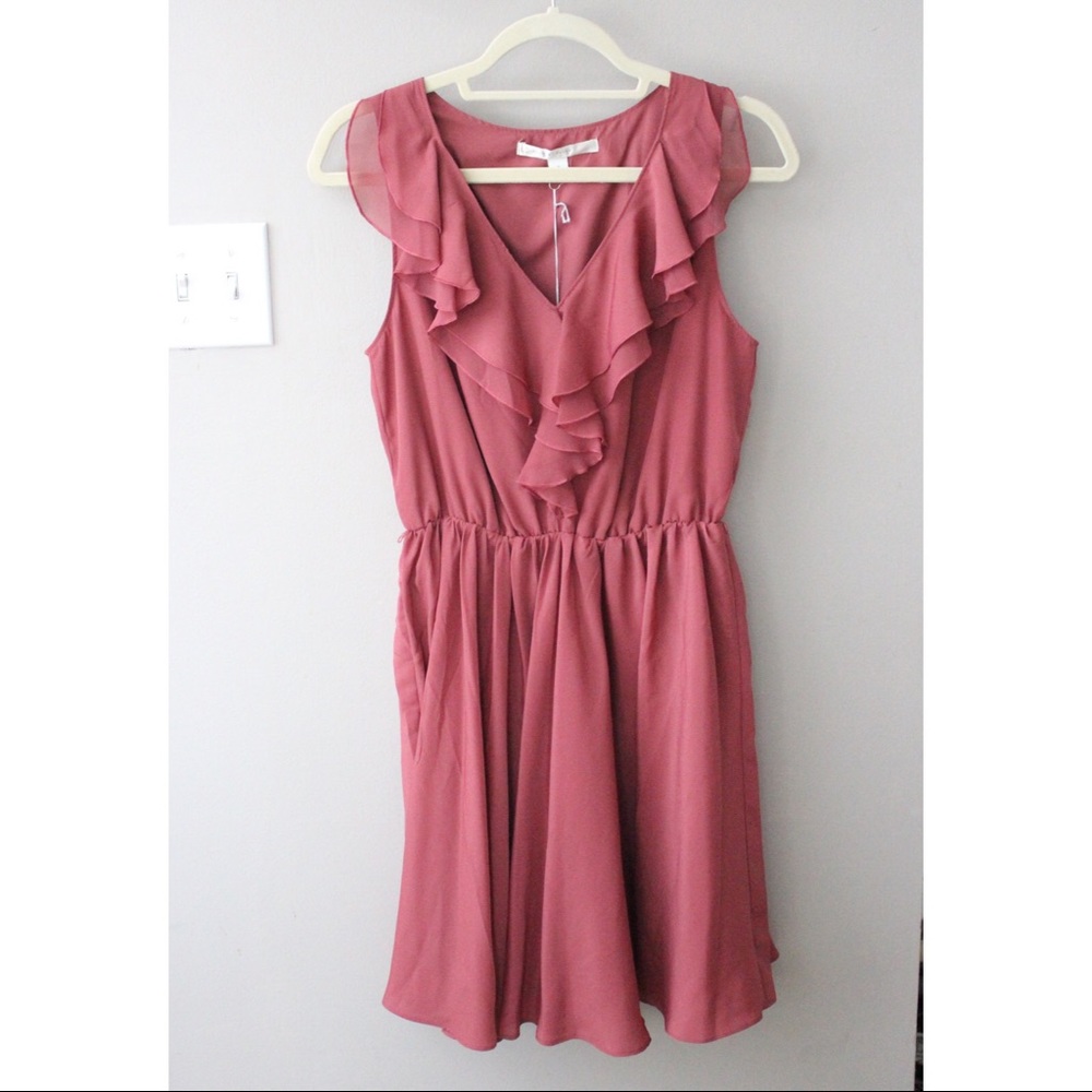 Dark Blush Ruffled Fit and Flare