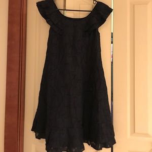 Zara basic black summer dress, ruffle shoulders
