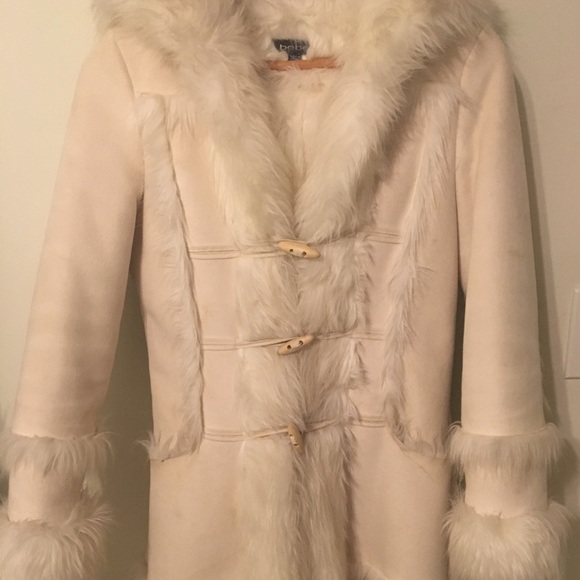Bebe full length White Suede Coat Sz Sm - Picture 2 of 2