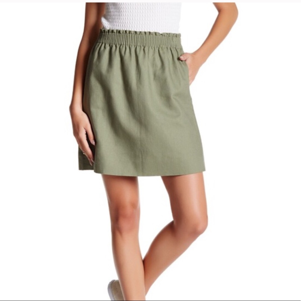 Green j.crew elastic waist sidewalk cotton skirt
