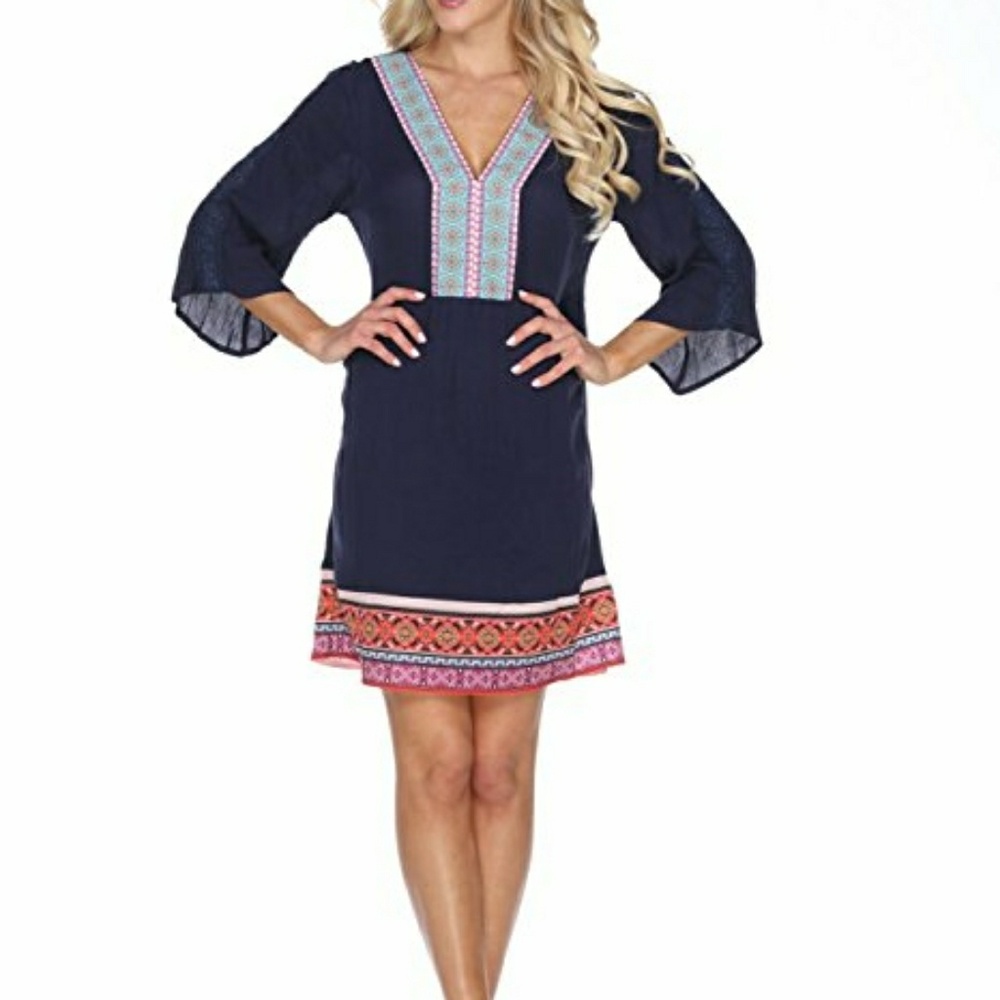 NWT white mark women's embroidered dress.