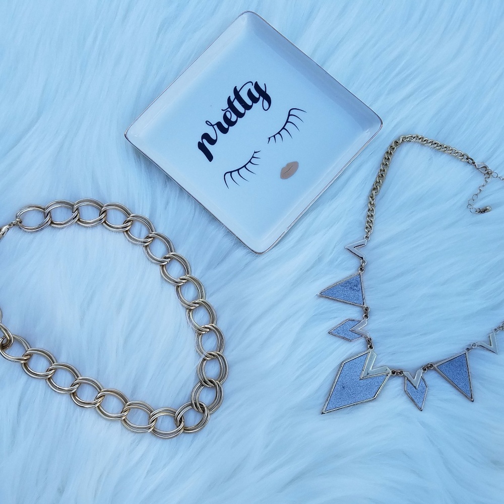 Gold Chain & Sparkly Pendant Necklace Bundle