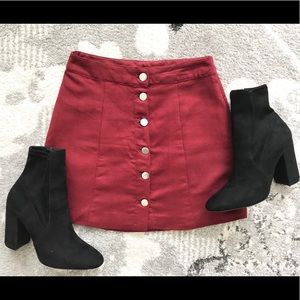 H&M Suede A Line Skirt w/ Buttons