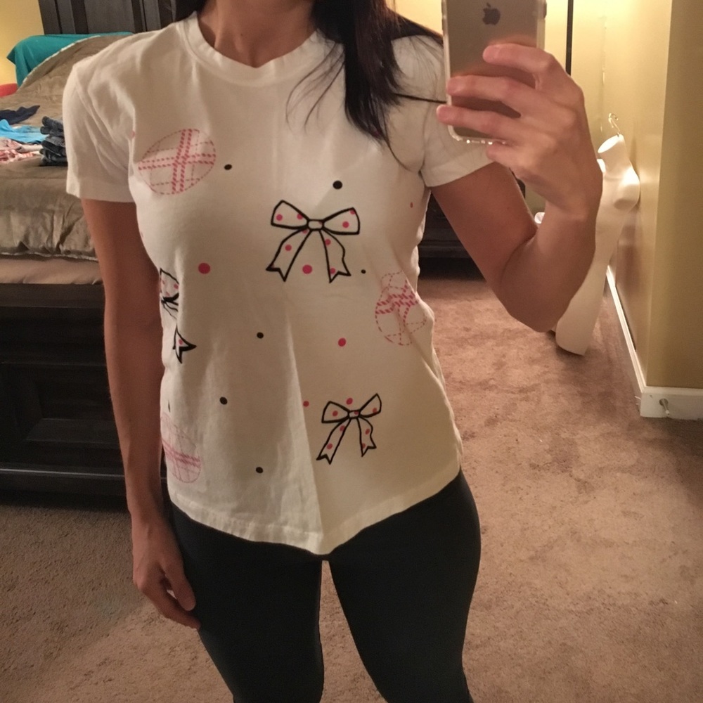 White Pink and Black Bow Tshirt