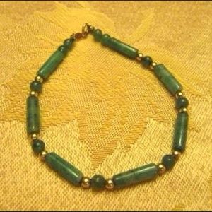 14k and Jade bead and column bracelet