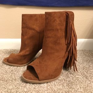 Peep Toe Fringe Booties!