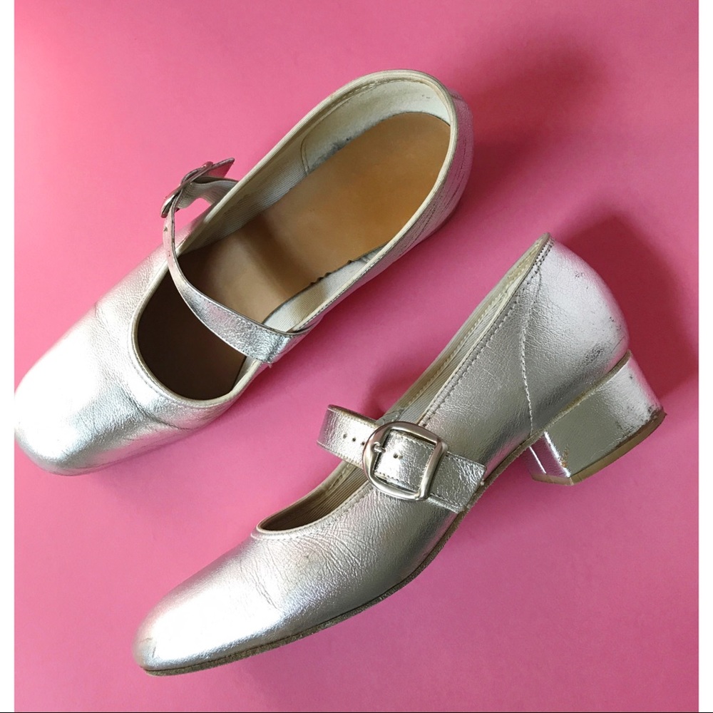 Silver shoes and Corduroy Dress