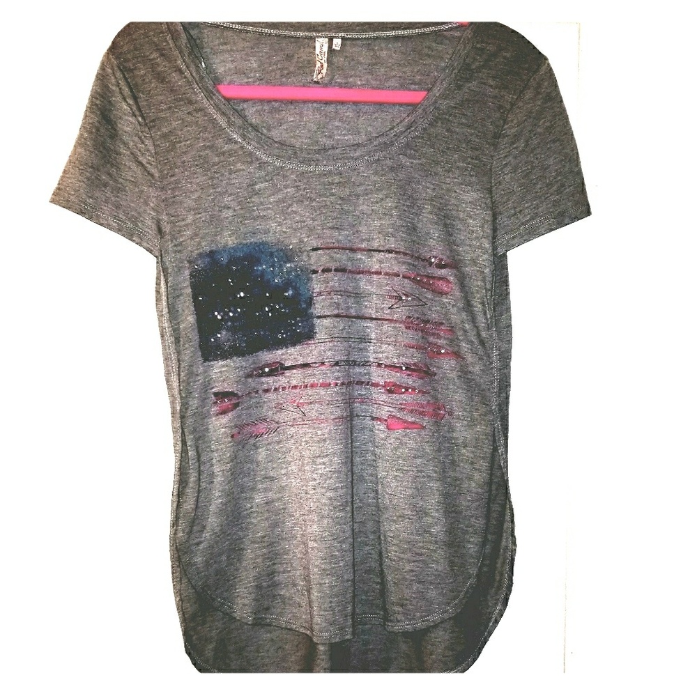 NWOT Small grey American flag shirt