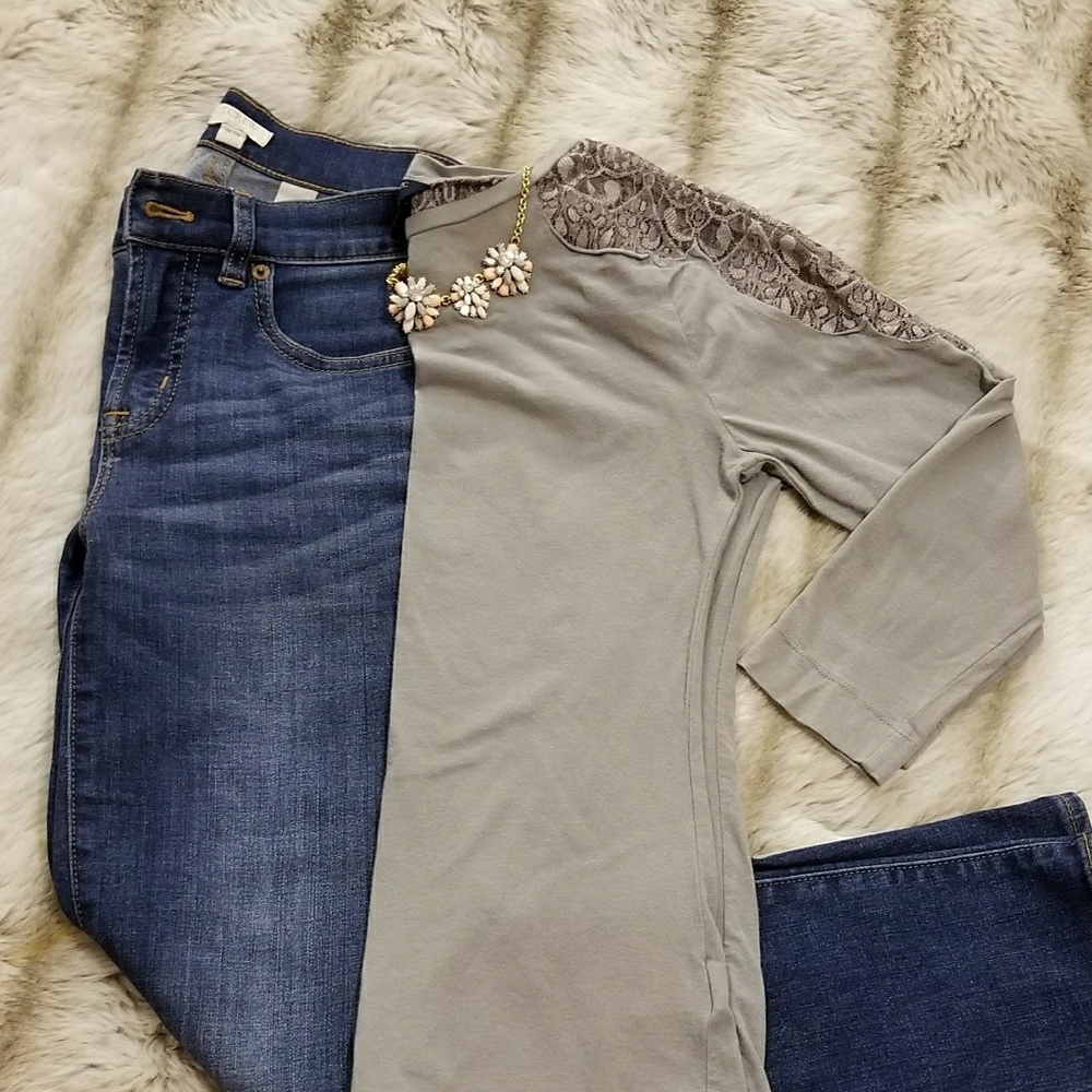 Grey lace Banana Republic top