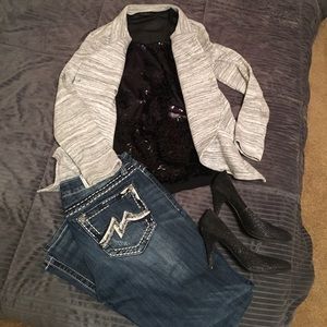 Sheer black sparkle tank - like new!