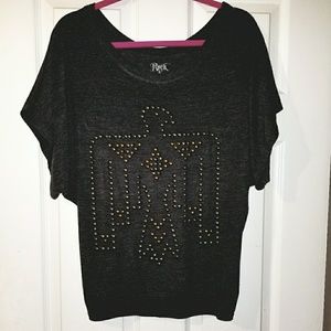 NWOT Rock 47 medium grey embellished dolman shirt