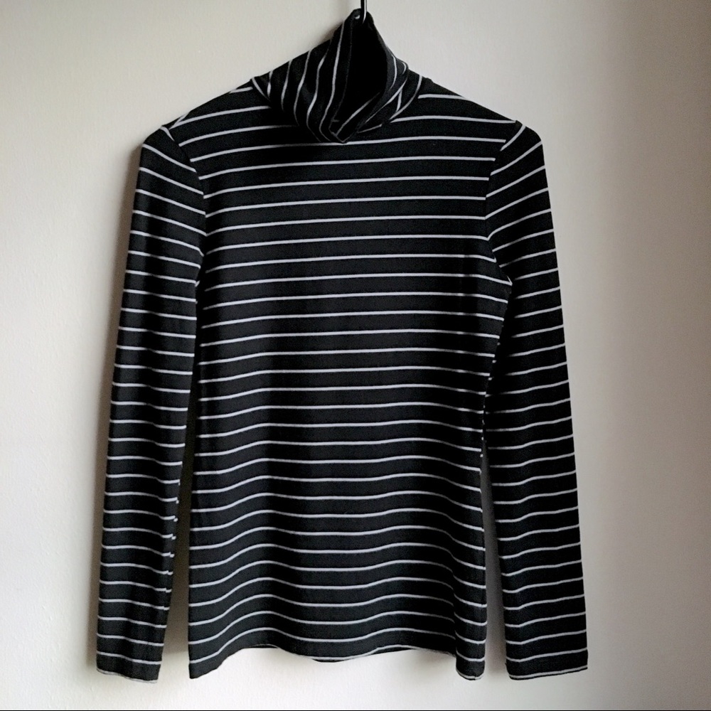 {MERONA} Black & Gray Stripe Turtleneck