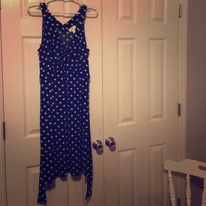 Navy Polk A Dot Ann Taylor Loft dress size 14