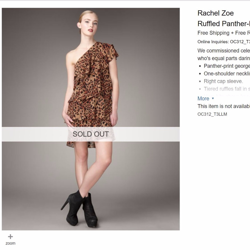 Rachel Zoe Ruffled Panther Print Dress Small - Picture 7 of 8