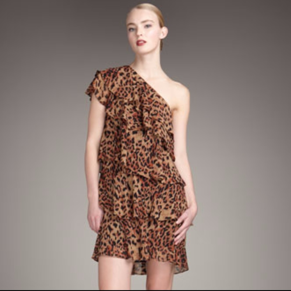 Rachel Zoe Ruffled Panther Print Dress Small - Picture 6 of 8