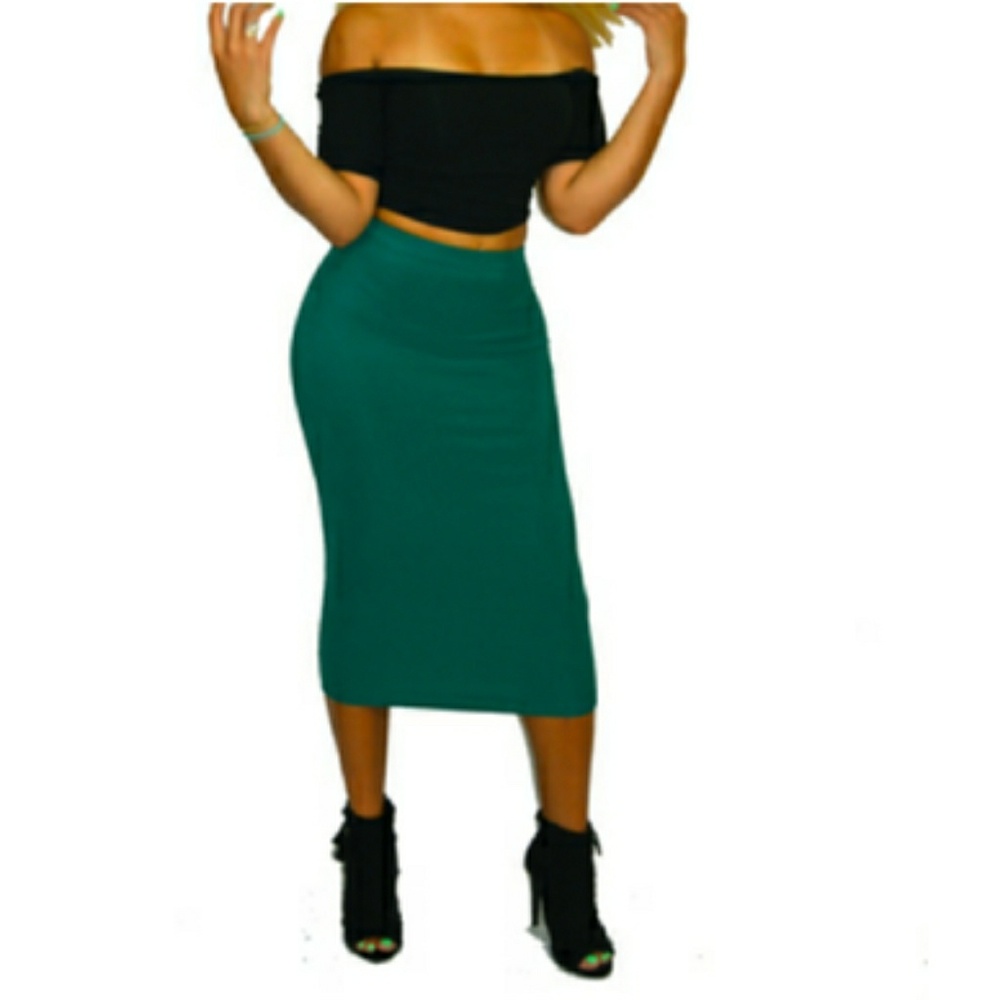 Jade Green Midi Pencil Skirt