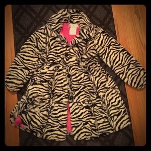 Girls zebra faux fur coat 💝