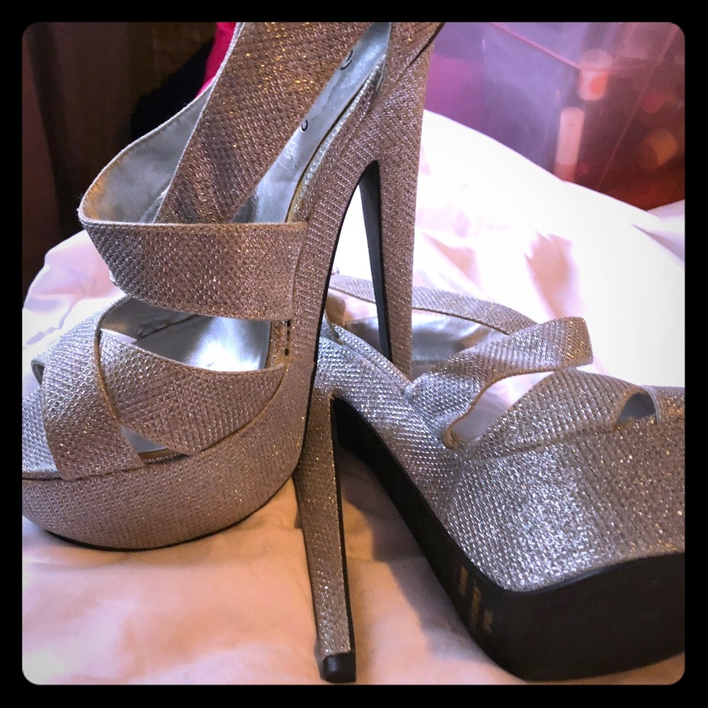 Silver platform heels
