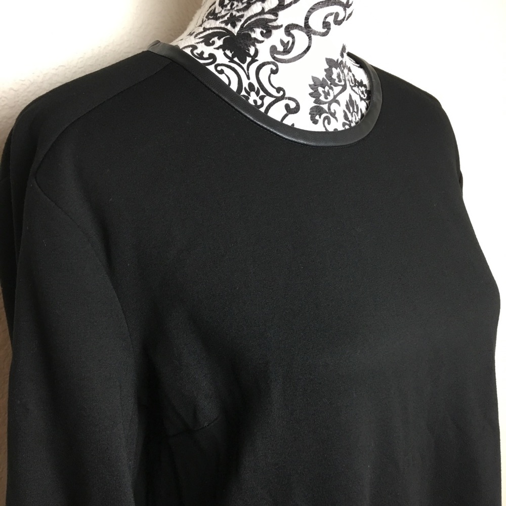 Anne Klein Black Dress with “Leather” Trim Collar