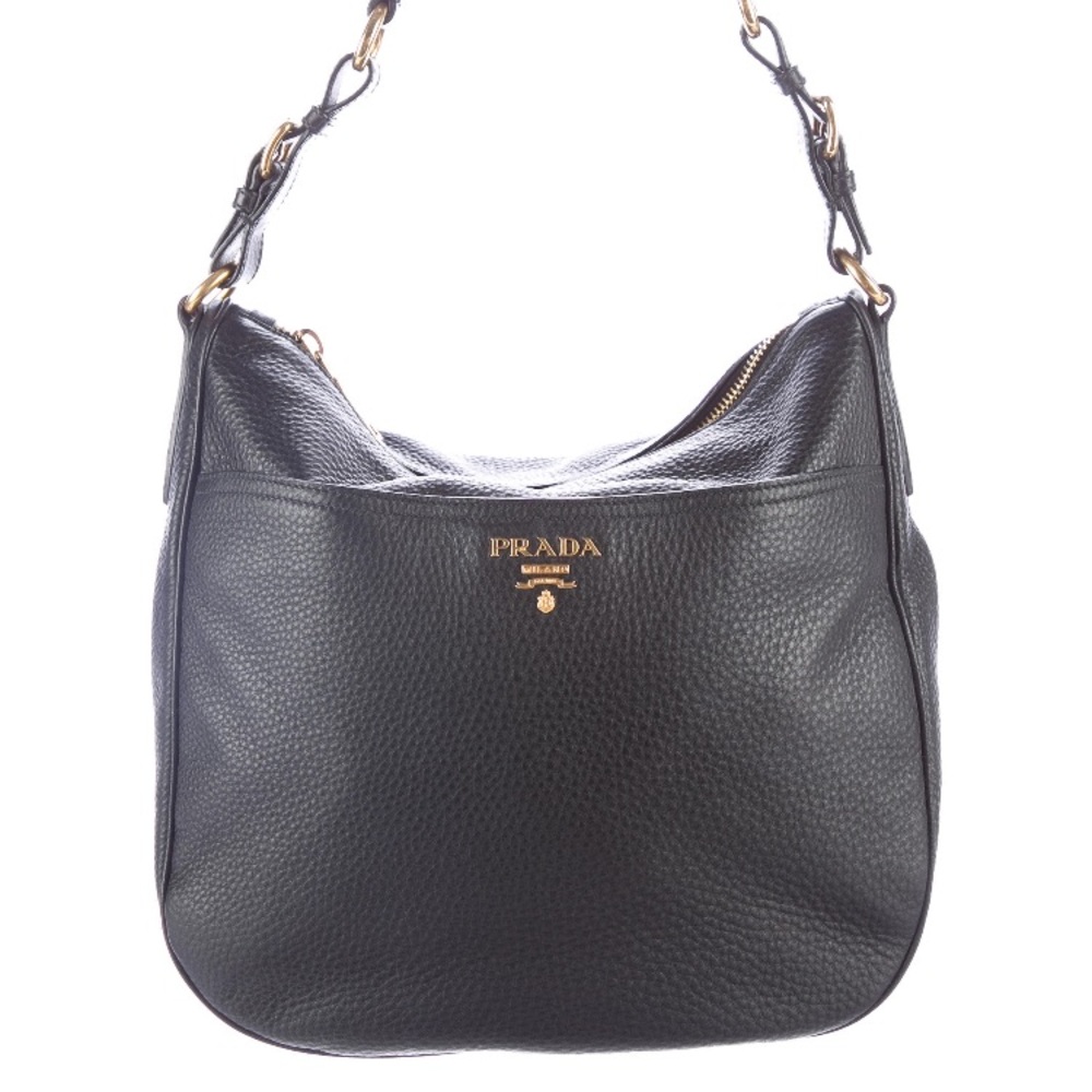 Prada Vitello daino black hobo sacca bag
