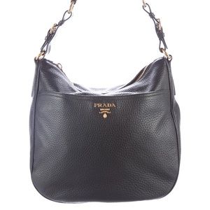 Prada Vitello daino black hobo sacca bag