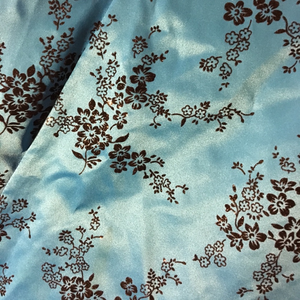 Blue Glitter Floral Halter Formal Dress - Picture 4 of 8