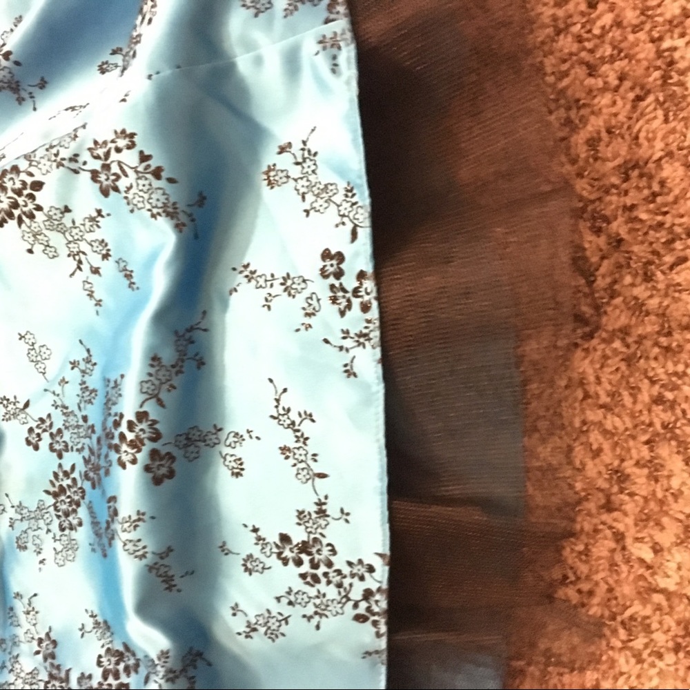 Blue Glitter Floral Halter Formal Dress - Picture 5 of 8