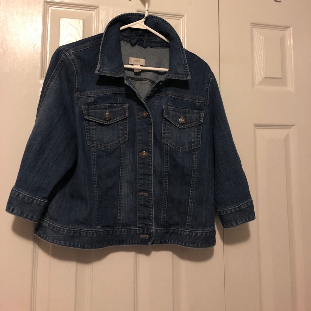 3/4 sleeve Loft denim jacket size xl