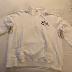 PINK white half zip sweatshirt