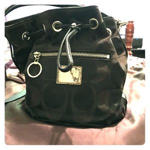 Coach Black Poppy Drawstring Purse