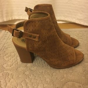 Suede Peep-Toe Booties