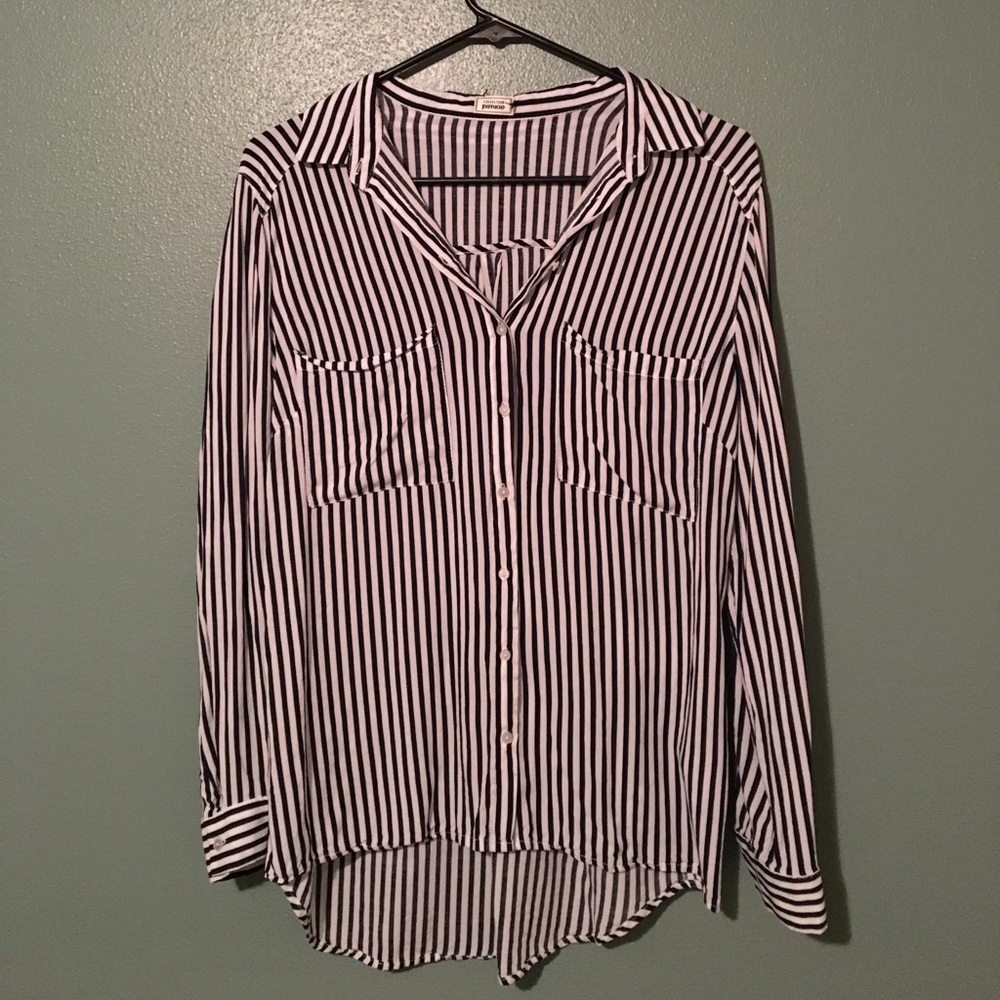 Blue and white striped top