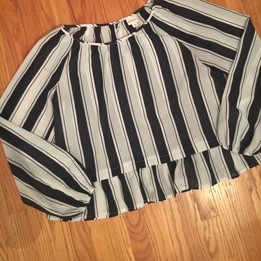 navy & white peplum blouse