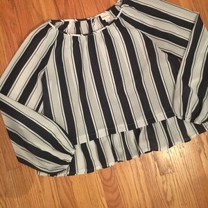 navy & white peplum blouse