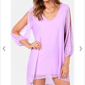 lavender dress with cut out sleeves