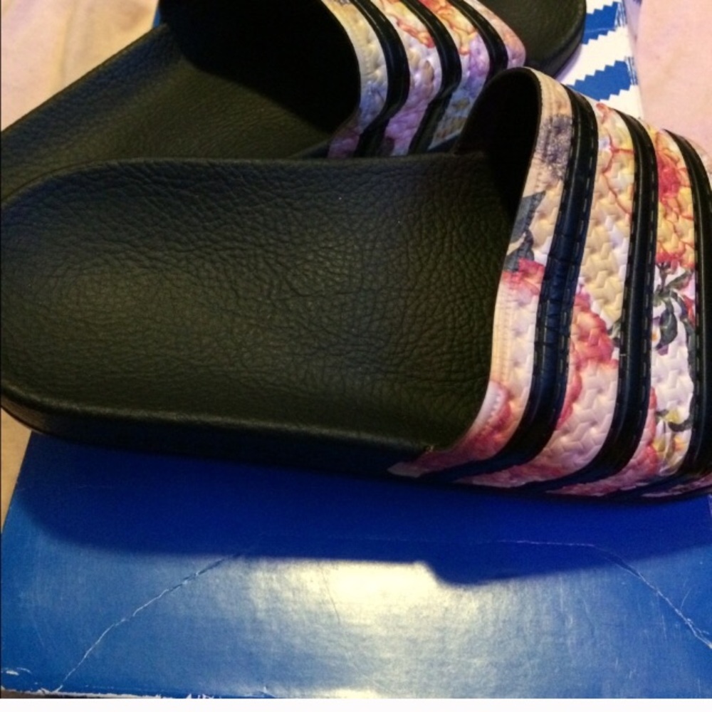 Adidas adilette floral slides
