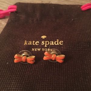 Skinny mini Kate Spade Orange Bow earrings