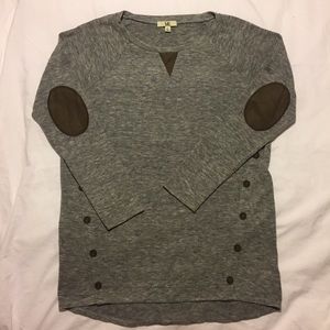 Oversized Tunic Top with Suede Elbow Patches